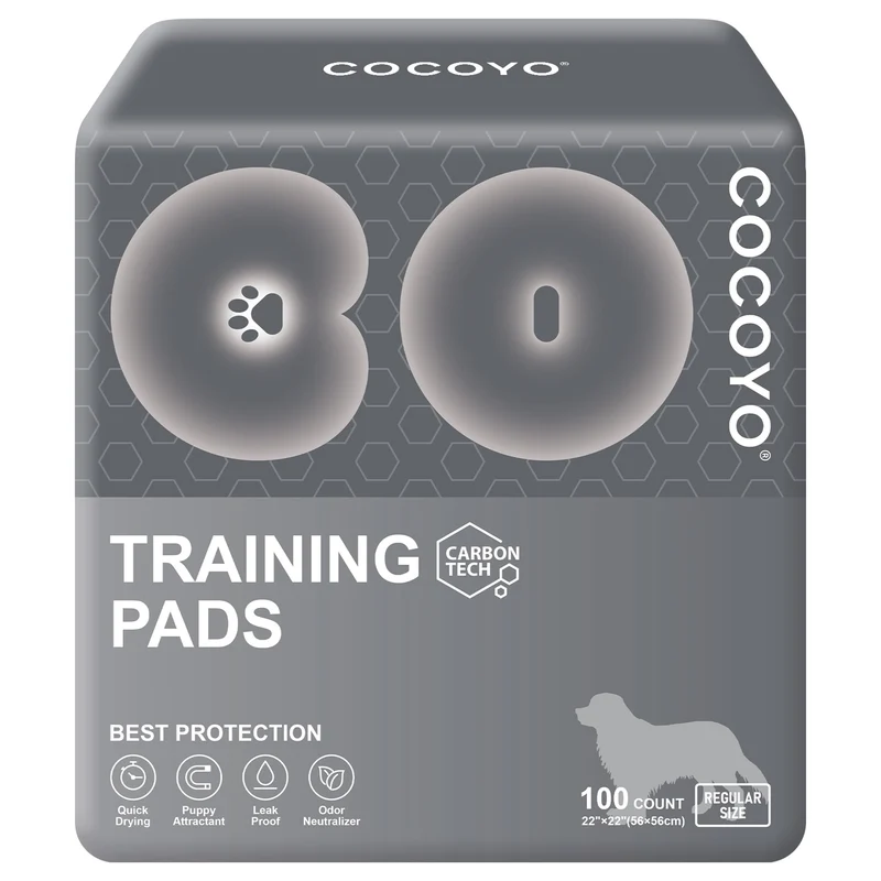 COCOYO Tapis d'entraînement pour chien — Charbon actif, 100 pièces, Gris 22x22