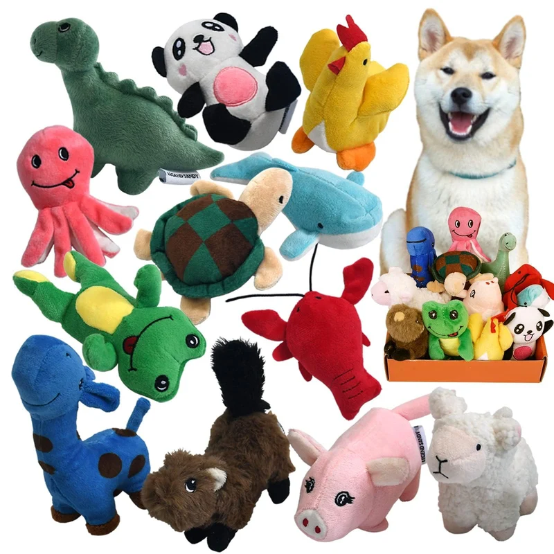 LEGEND SANDY – Lot de 12 Jouets Peluche avec Couineurs pour Chiots (Petits et Moyens)