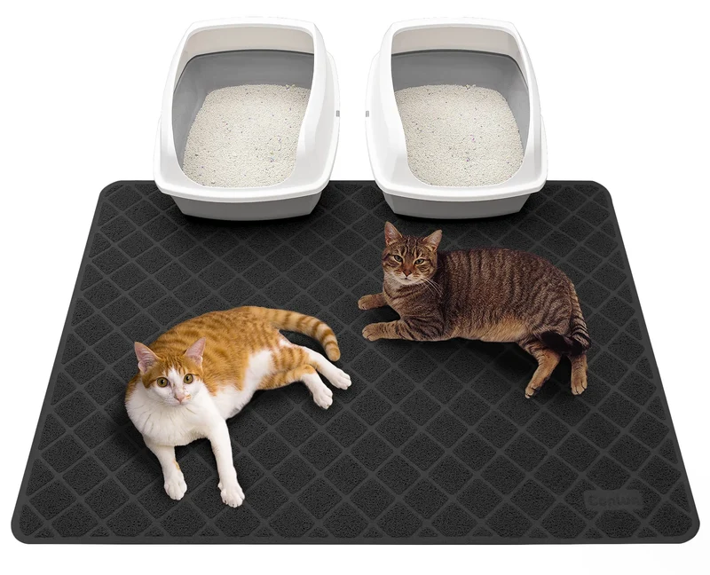 Conlun Tapis Litière pour Chats – Maillage PVC Premium, Antidérapant, 47 × 35 pouces, Noir