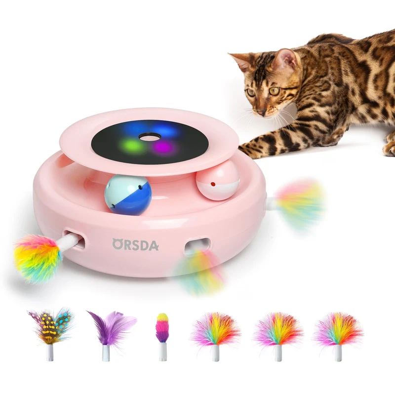 ORSDA Chat – Jouet 2-en-1 Interactif pour Chats d’Intérieur | Balles et Plumes
