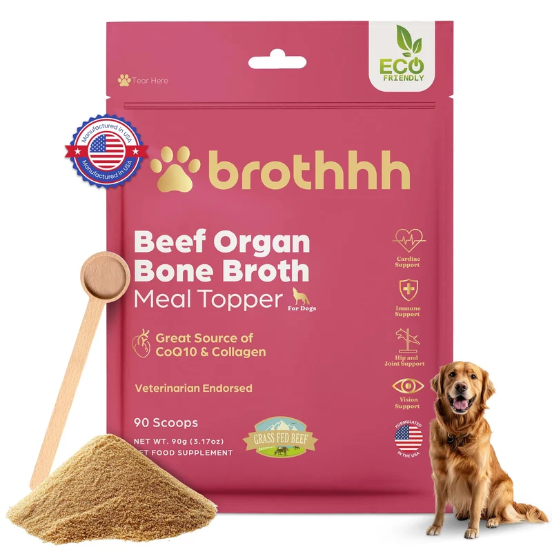 Brothhh Bouillon d Organes de Boeuf pour Chiens – 100% nourri a l herbe, Sans OGM, Approuvé par Vétérinaires