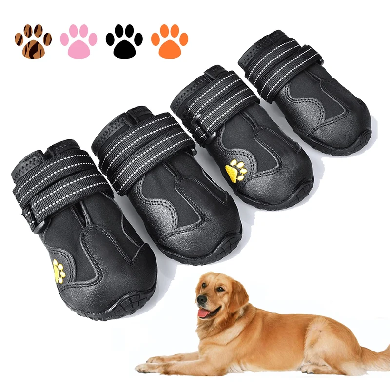 XSY&G Bottes pour Chien Étanches – Semelle Antidérapante et Réfléchissante, Extérieur, Taille 3 (4 paires)