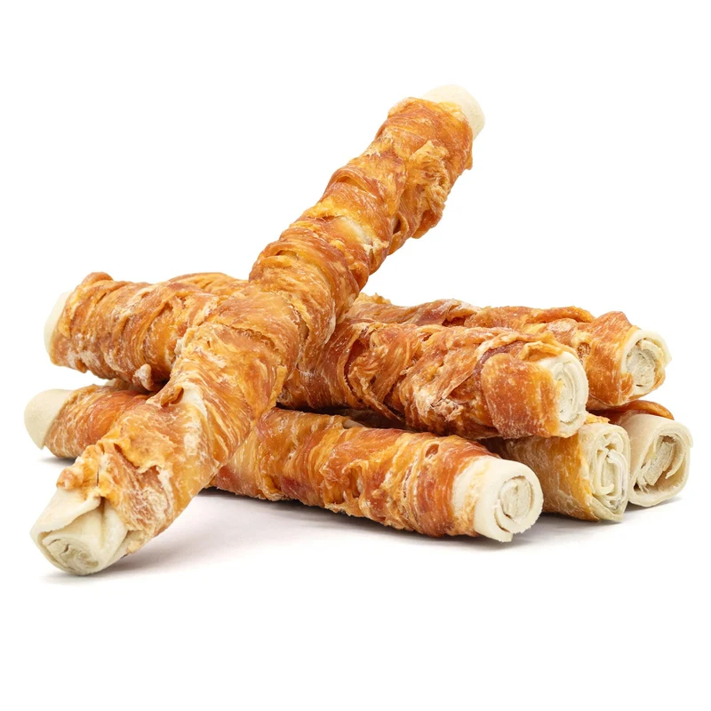 MON2SUN Rouleaux poulet en cuir brut — 9 pouces, 6 pièces (23,28 oz) pour chiens moyens et grands