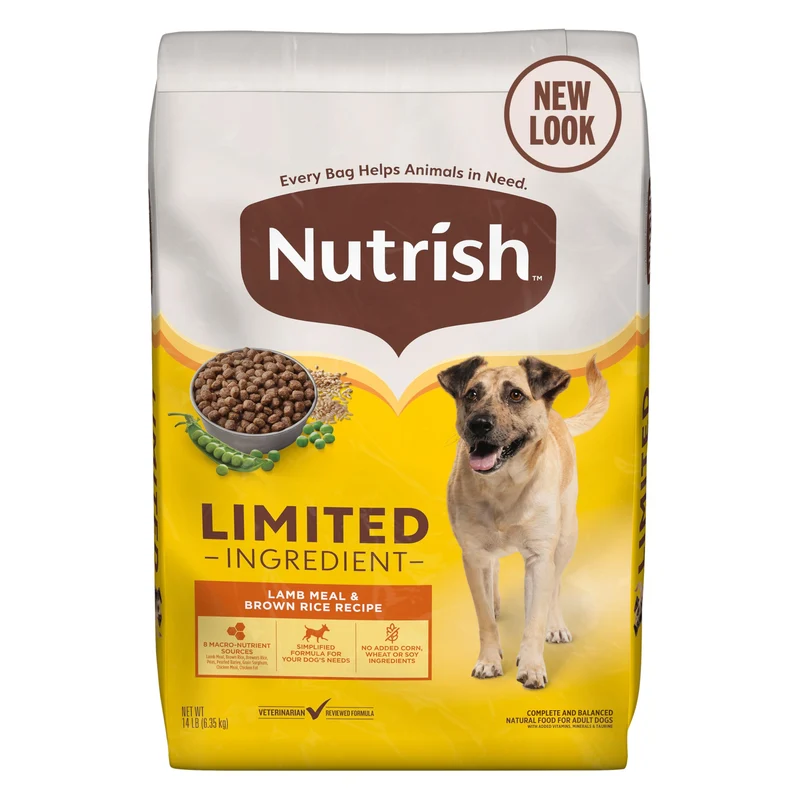Nutrish Croquettes Ingrédients Limités – Agneau et Riz Brun, 14 lb (Rachael Ray)