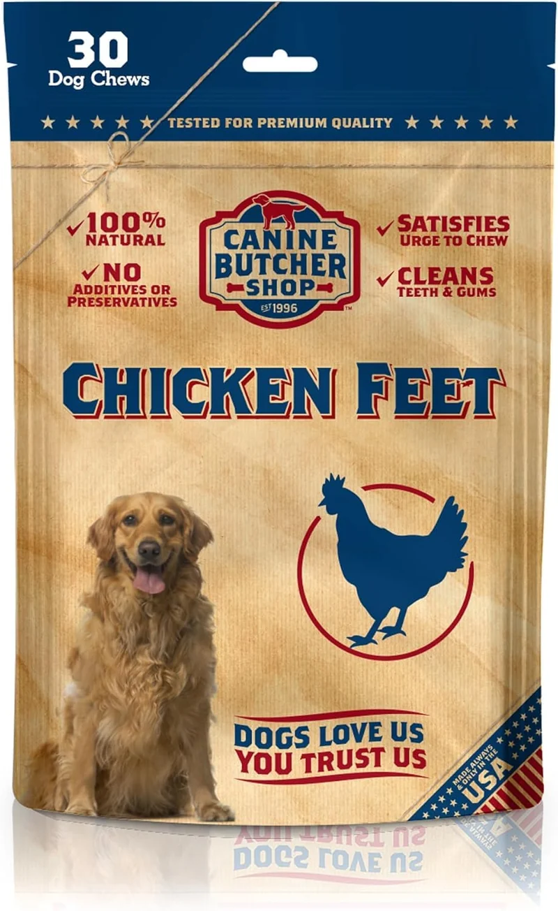 Canine Butcher Shop Pattes de Poulet – Friandises pour Chiens, 30-pack, Fait aux États‑Unis