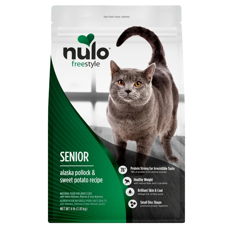Nulo FreeStyle Senior – Croquettes Chat Alaska Pollock & Patate Douce, Sans Céréales, Probiotiques, L-Carnitine – 1,8 kg