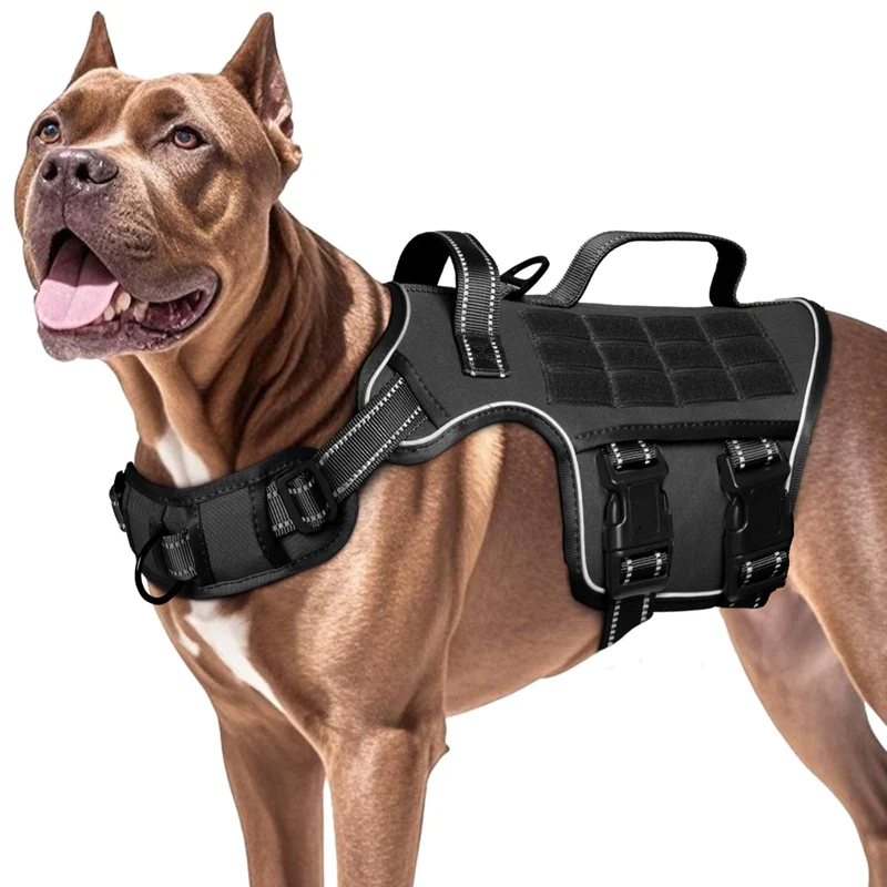 RunFido Harnais Chien Large – Système Molle, Anti-Tirage, Réglable et Réfléchissant