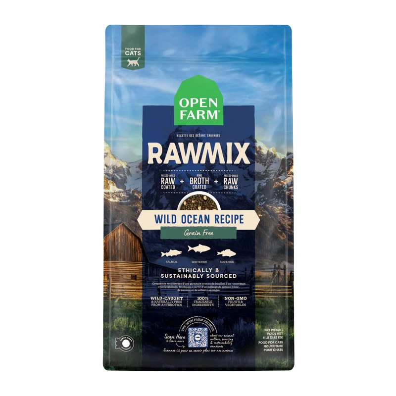 Open Farm RawMix Chat - Croquettes pour chats, poissons sauvages (poisson blanc, saumon & poisson de roche), 2,25 lb