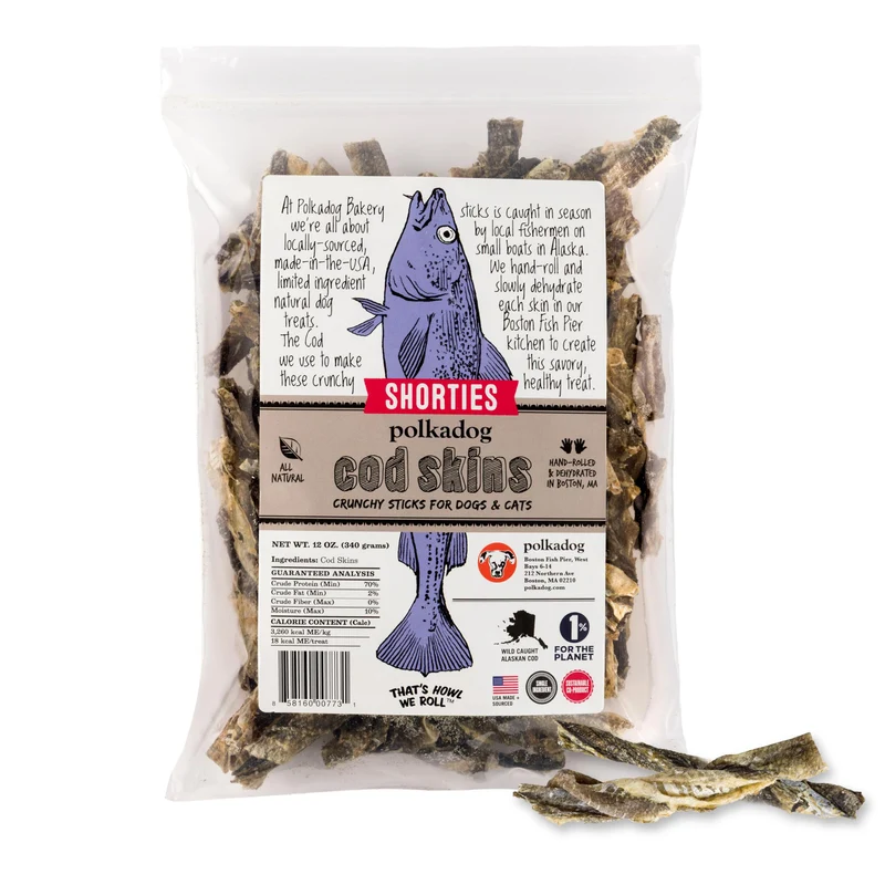 Polkadog Peaux de Cabillaud pour Chiens (340 g) – Friandises Naturelles, Protéines Maigres & Oméga-3, Sans Céréales