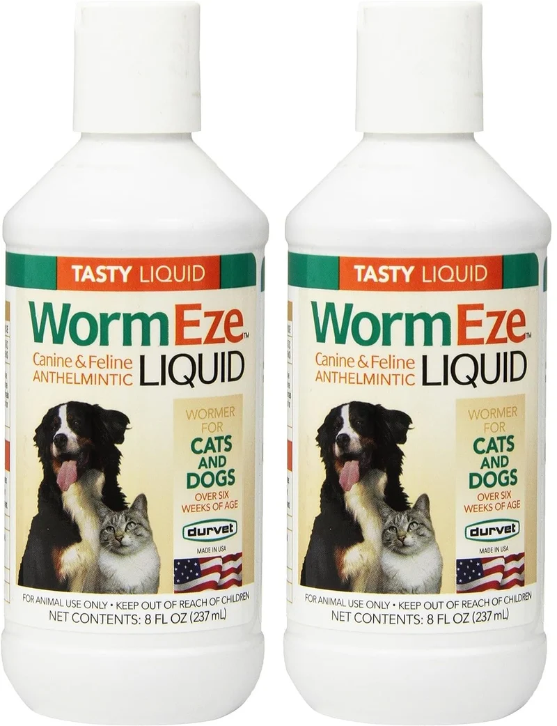 Durvet WormEze Liquide – Anthelmintique pour Chiens et Chats, 8 oz (Pack de 2)