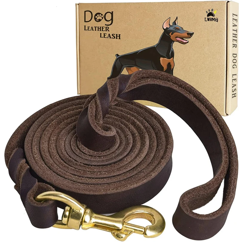 LWBMG Laisse pour Chien en Cuir – 8 pieds × 3/4 pouce, Robuste et Douce, Tressée à la Main