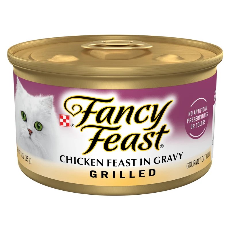 Fancy Feast Grilled — Pâtée humide au poulet en sauce (24 boîtes, 85 g chacune)