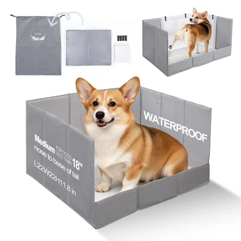 HQ4US 4LEGS Bac Litière Chien 22x22 – Parois Hautes, Étanche, Pliable