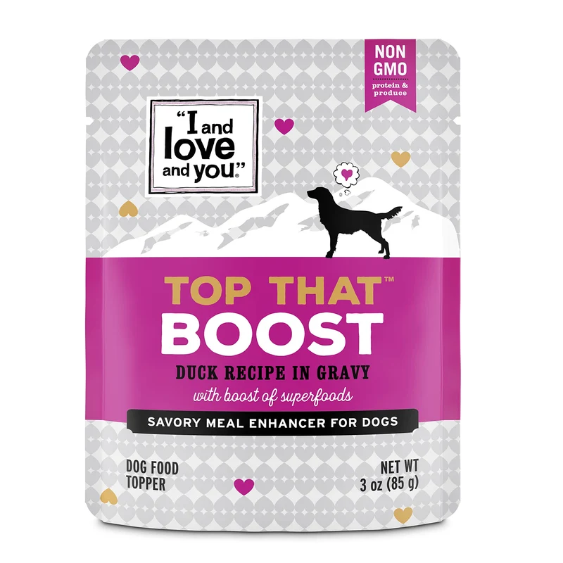 Top That Boost Sachet Humide pour Chien – Recette Canard en Sauce, 3 oz, Pack de 12 | I and love and you