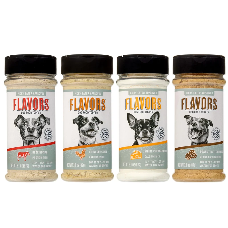 BEAUMONT BASICS Flavors – Topper sans céréales pour chiens, Coffret 4 recettes (3,1 oz)
