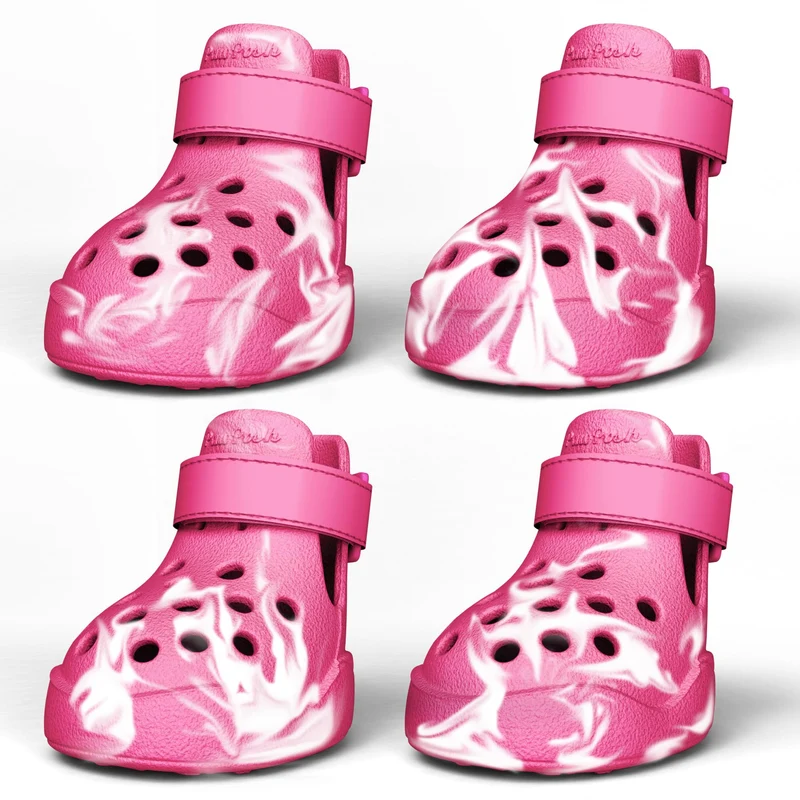 PawPosh - Chaussures pour chien: sandales imperméables et antidérapantes, rose marbré, taille 7