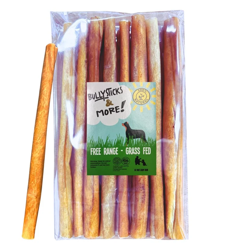 BULLYSTICKS & MORE – Bâtons de collagène de bœuf pour chiens 12 pouces (8 pièces) – Os sans peau