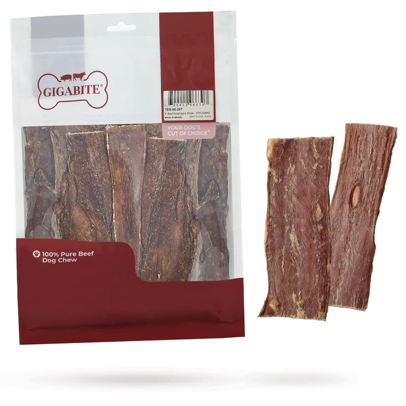 Best Pet Supplies GigaBite Goulot de Boeuf – Bâtonnets Naturels 6 pouces, Sans cuir brut, Lot de 22