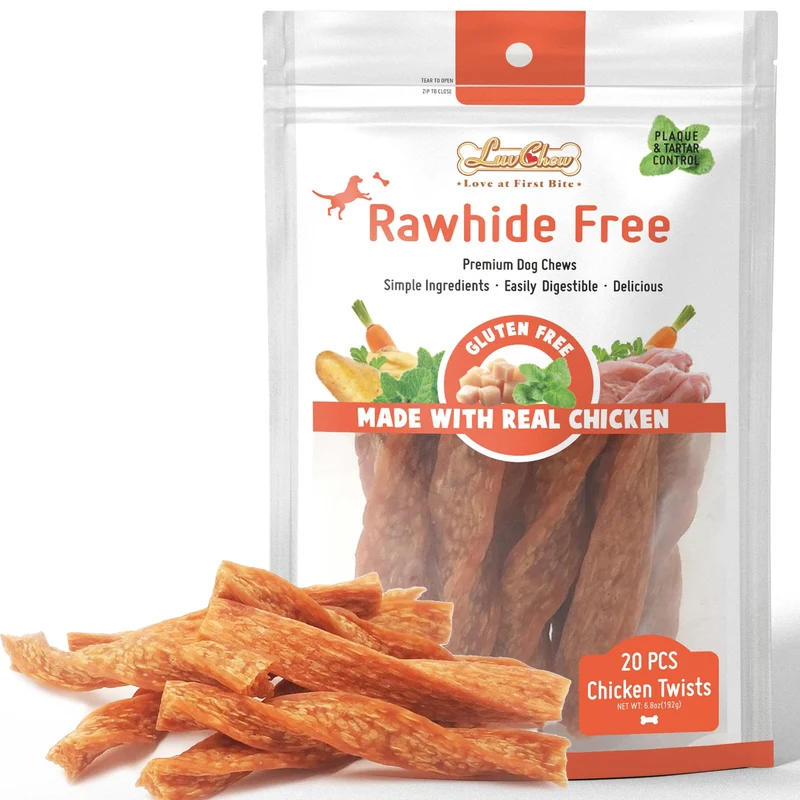 LuvChew Twist Poulet – Bâtons pour Chien, Friandises Digestibles Sans Rawhide (20 pièces)