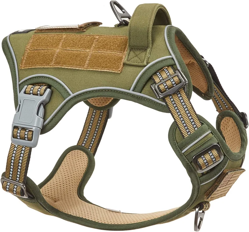 BUMBIN Harnais Tactique Petit Chien — Pas de Traction, Vert, Taille XS (TikTok)