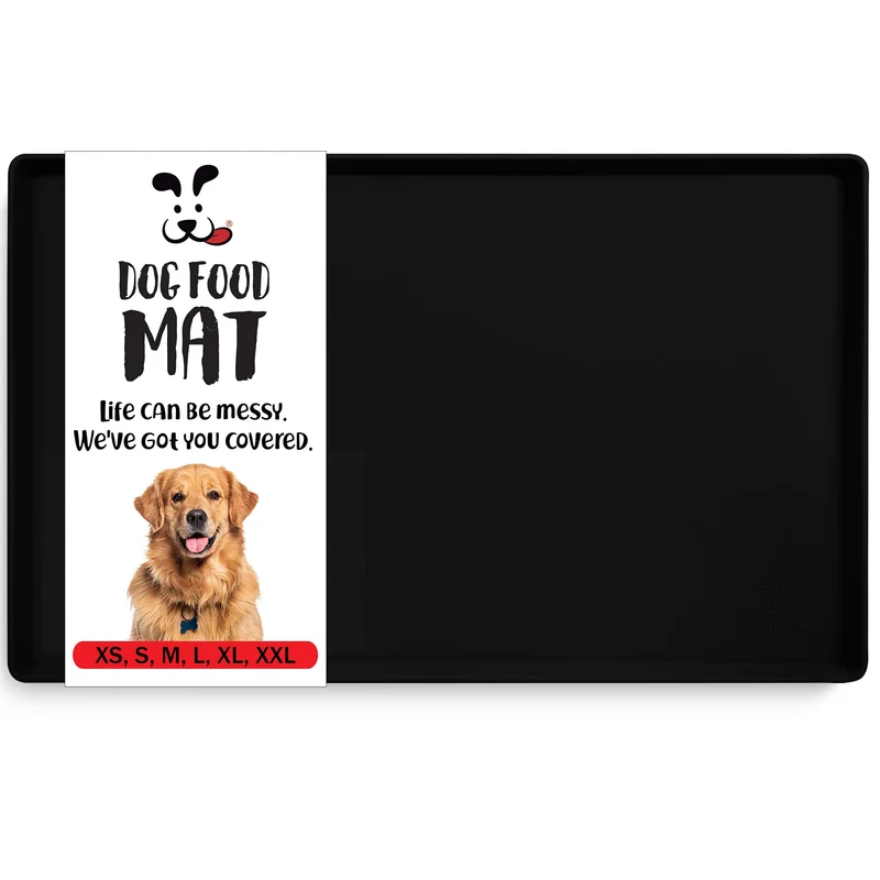 DogBuddy Tapis d’alimentation pour chien en silicone — Imperméable, Antidérapant et Facile à nettoyer | Noir