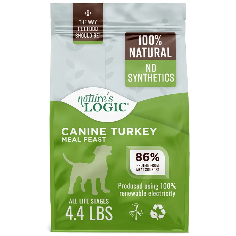 NATURE'S LOGIC Croquettes pour chien – 100% naturel – Sans synthétiques – Pour tous les âges et tailles – Protéines élevées – Festin de Dinde Moulu – 2 kg