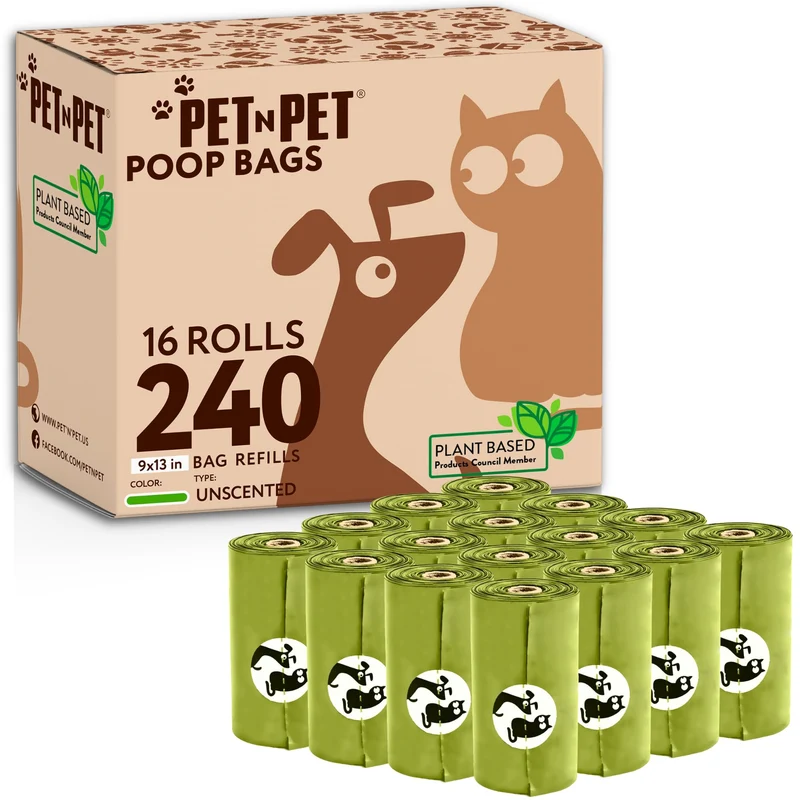 PET N PET Sacs Poubelle pour Chiens – 240 Sacs Anti-Fuite, 9x13, Facile à Utiliser