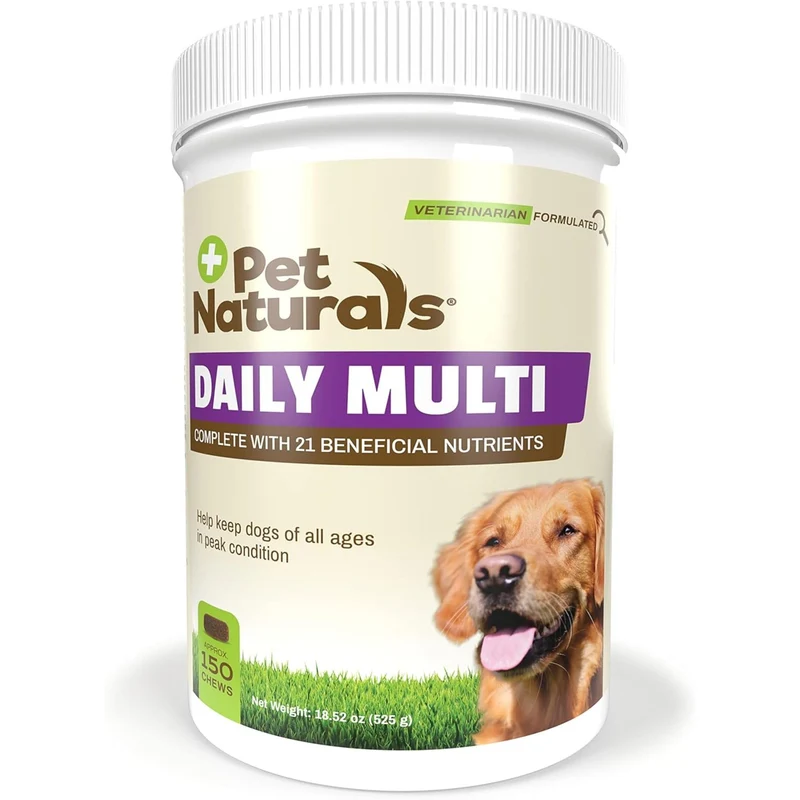 Pet Naturals Daily Multi pour chiens – 21 nutriments essentiels, énergie et peau/pelage | Friandises végétales saveur légumes