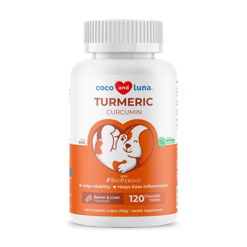 Coco et Luna Turmeric pour Chiens – 120 Comprimés pour le Soutien des Articulations