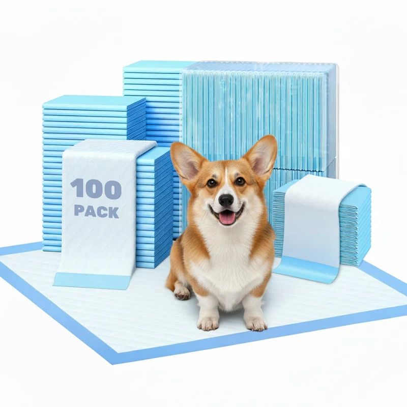 FluffyDream Tapis d’entraînement super absorbants et imperméables – Chiens/Chiots 22x22 pouces, 100 pads bleus