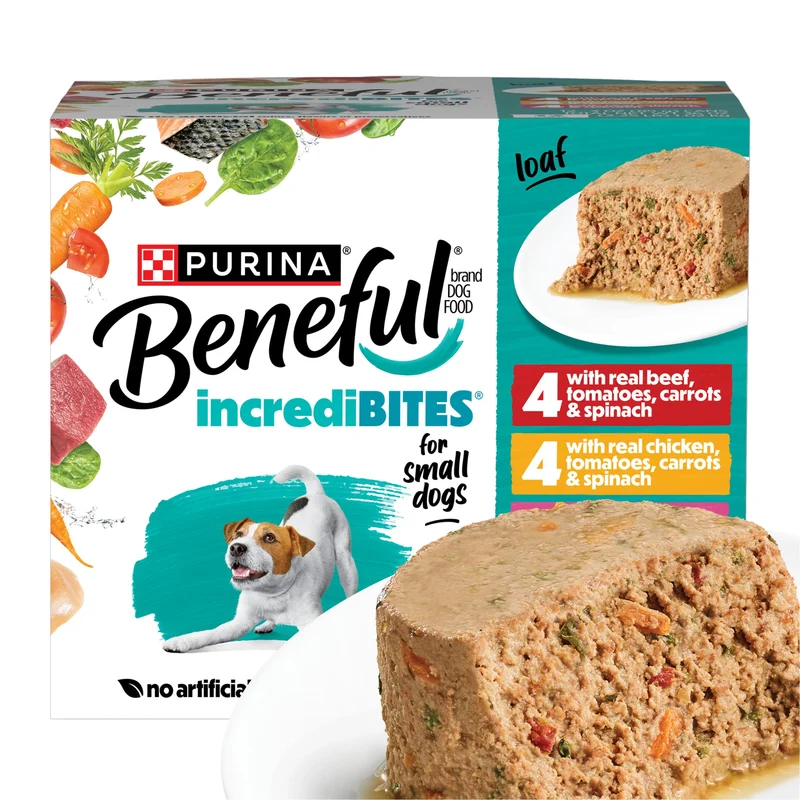 Beneful Petit Chien – Pack Varié Humide IncrediBites Pâté Poulet, Boeuf et Saumon – 2 x 12 boîtes de 3 oz