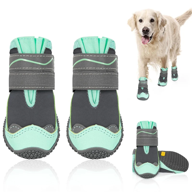 SlowTon Bottes pour Chien — Taille 6 (Vert), Imperméables et Antidérapantes, Protection des Pattes pour Extérieur et Sols Durs