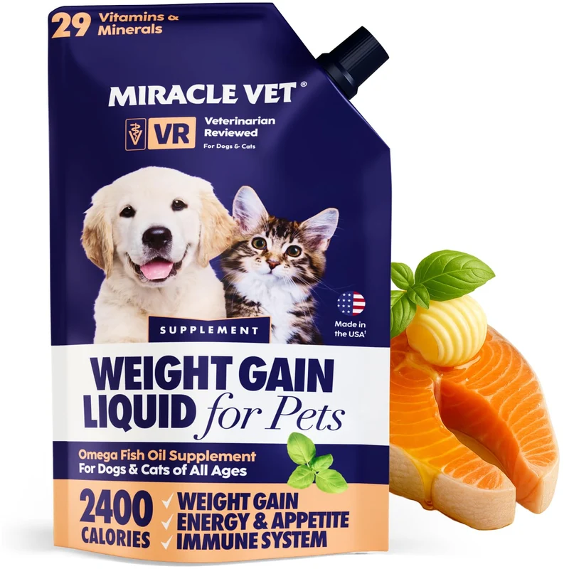 Miracle Vet Gain de Poids Haute Calorie pour Chiens et Chats – Gel Multivitaminé Oméga et Calcium