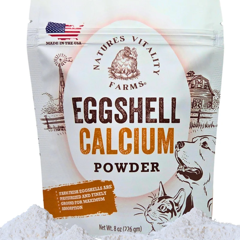 Natures Vitality Farms – Poudre de coquilles d'œufs 8 onces pour chiens et chats – Calcium finement moulu
