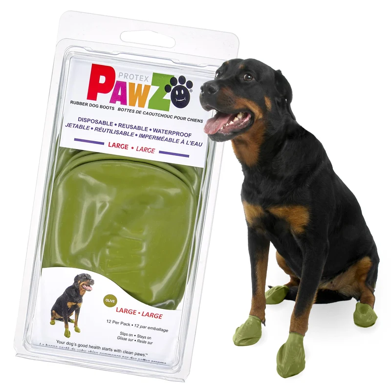 Bottes Protex PawZ en caoutchouc pour grandes pattes – Imperméables tout temps, antidérapantes (lot de 12)