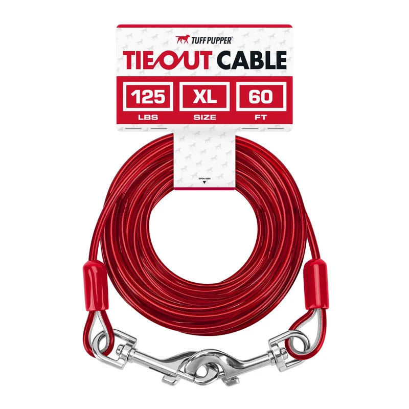 Tuff Pupper Cable Attache Chien 60 Pieds - Longe Solide, Anti-Enchevetrement et Resiste a l Eau