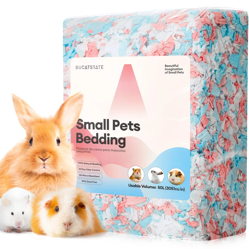 BUCATSTATE Litière Papier 50L Confetti – 99% Sans Poussière, Absorption et Odeurs