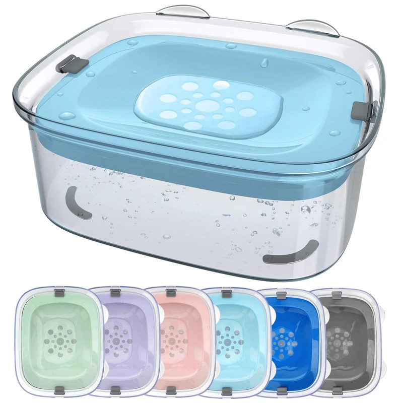 AONKEY Bol d'eau pour chien 3L Anti-Débordement – Disque flottant, sans éclaboussures, bleu ciel
