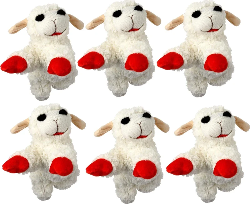 Jouet peluche Lambchop Multipet pour chien — Lot de 6, blanc, avec sifflet