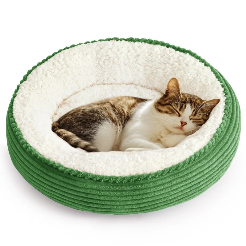 Love's cabin: Coussin donut rond 20 po pour chat et petit chien – confort, sécurité et lavage facile