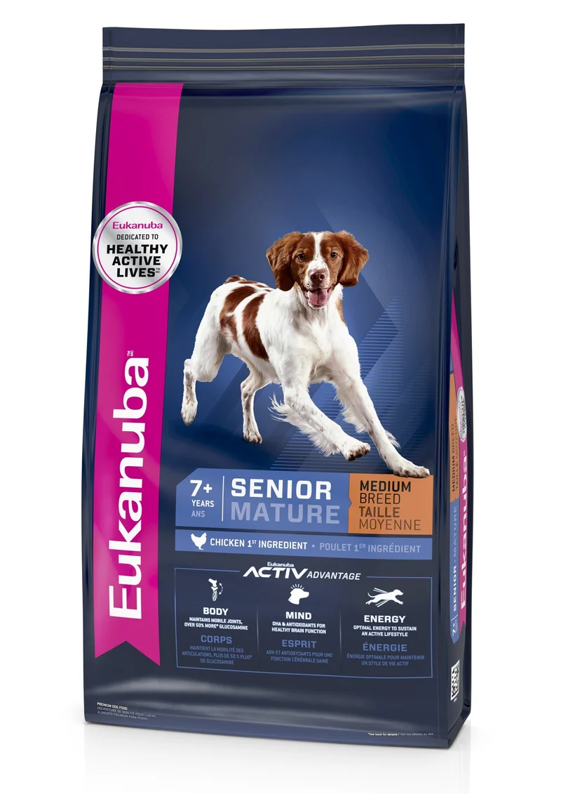 Nourriture Eukanuba chien senior moyenne race 30lb