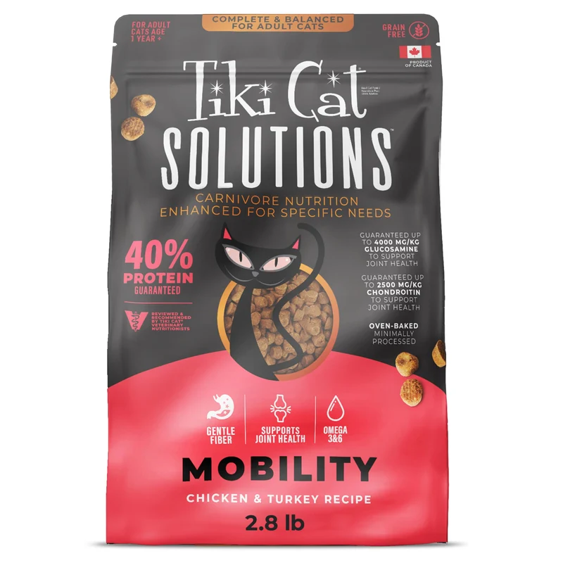 Tiki Cat Solutions Mobility – Croquettes pour Chat, Poulet & Dinde, Sac de 2,8 lb