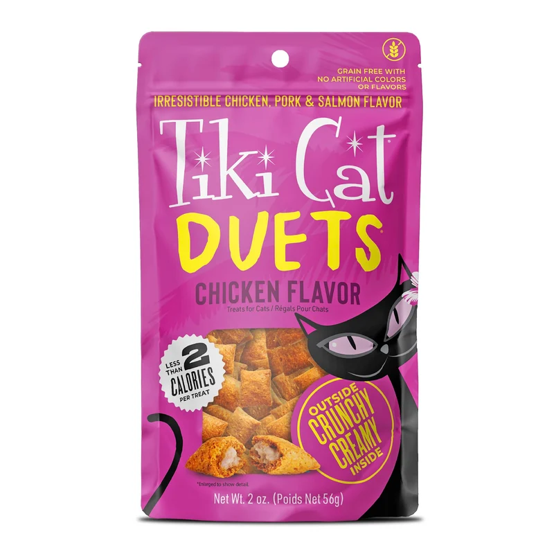 Tiki Cat Duets – Friandises Chat Saveur Poulet, Sans Céréales, Moins de 2 Calories – 8 Sachets 2 oz