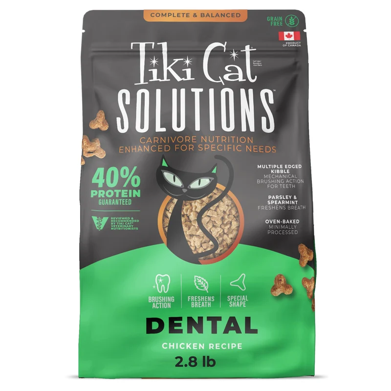 TIKI PETS Solutions Dentaires – Croquettes au Poulet pour Chat, 2,8 lb