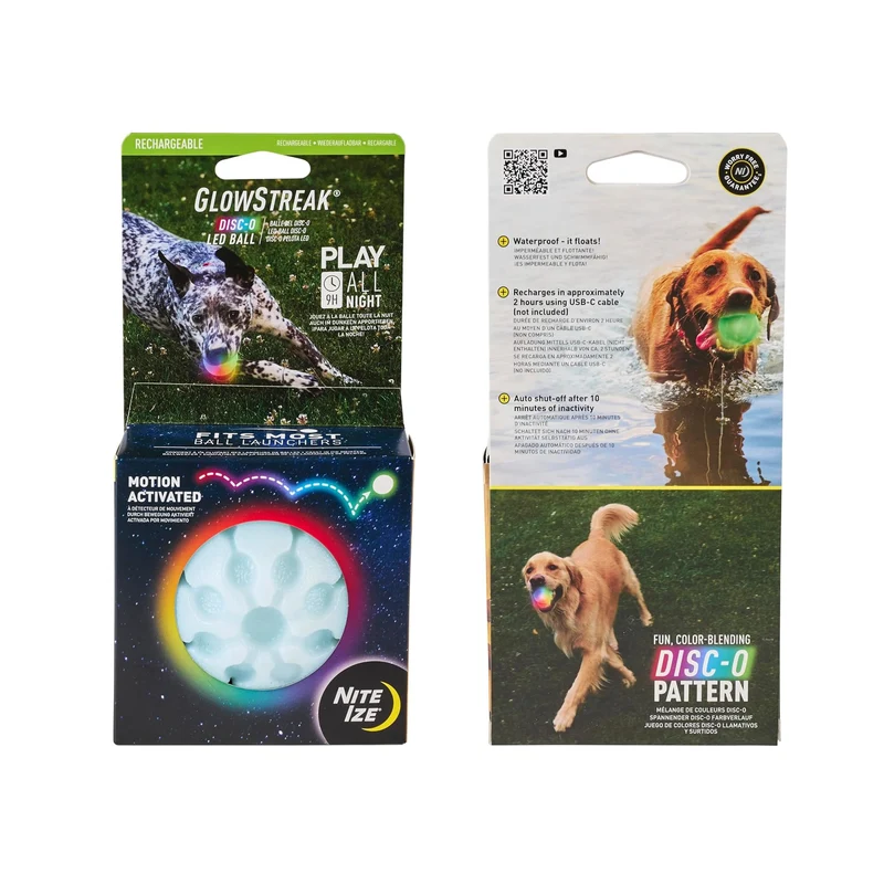 Nite Ize GlowStreak Balle LED Rechargeable pour Chien – Étanche et Active au Mouvement