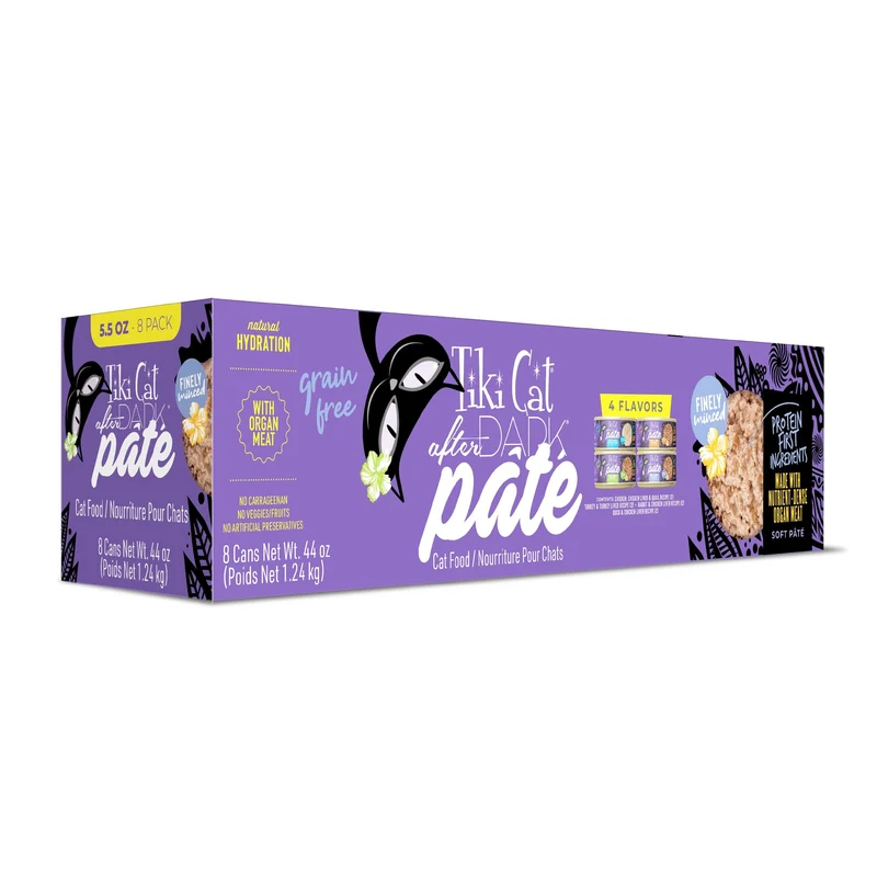 Tiki Cat After Dark Pâté Humide pour Chat – Variété Venaison & Foie, 8 boîtes (156 g chacune) | Sans carraghénane