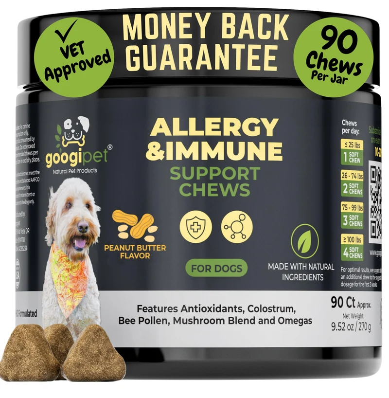 GOOGIPET Chien – Friandises Allergie et Démangeaisons (Saveur Beurre de Cacahuète)