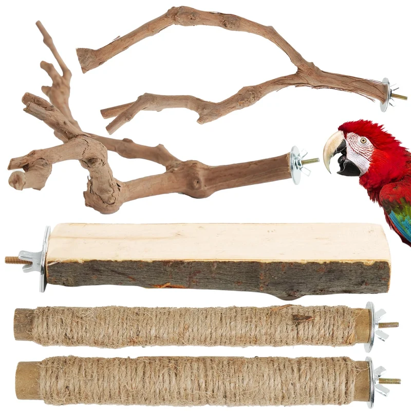 Manoai Perchoir Naturel pour Oiseaux – Ensemble 5 Pièces en Bois Pomme