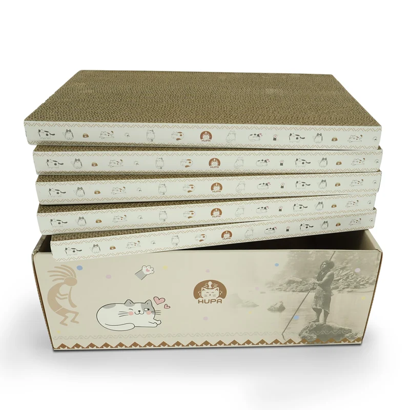 HUPA – Lot de 5 Grattoirs pour Chat en Carton Double-Face avec Herbe à Chat, 16,34 x 11,42 x 5,51 pouces