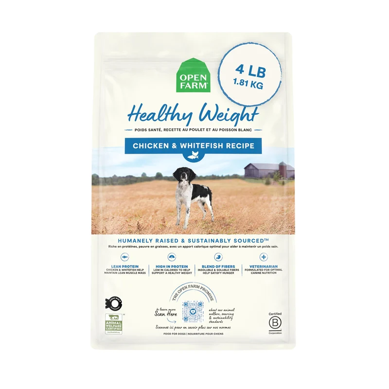 Open Farm Chiens Poids Sain – Protéines Élevées, Faible Calories, Poulet & Poisson Blanc, 4 lb
